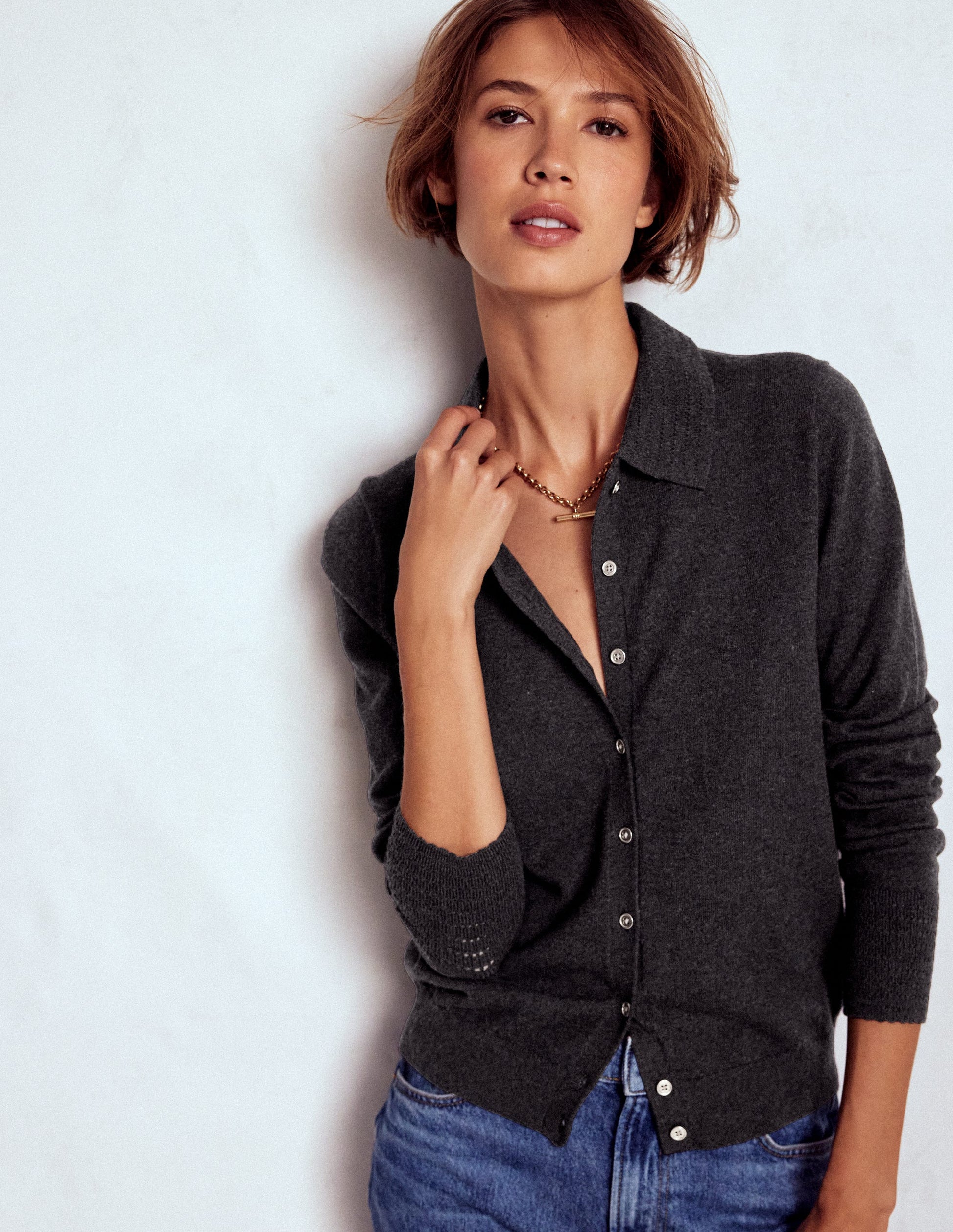Gilet Briony à détails cousus-Anthracite chiné-1