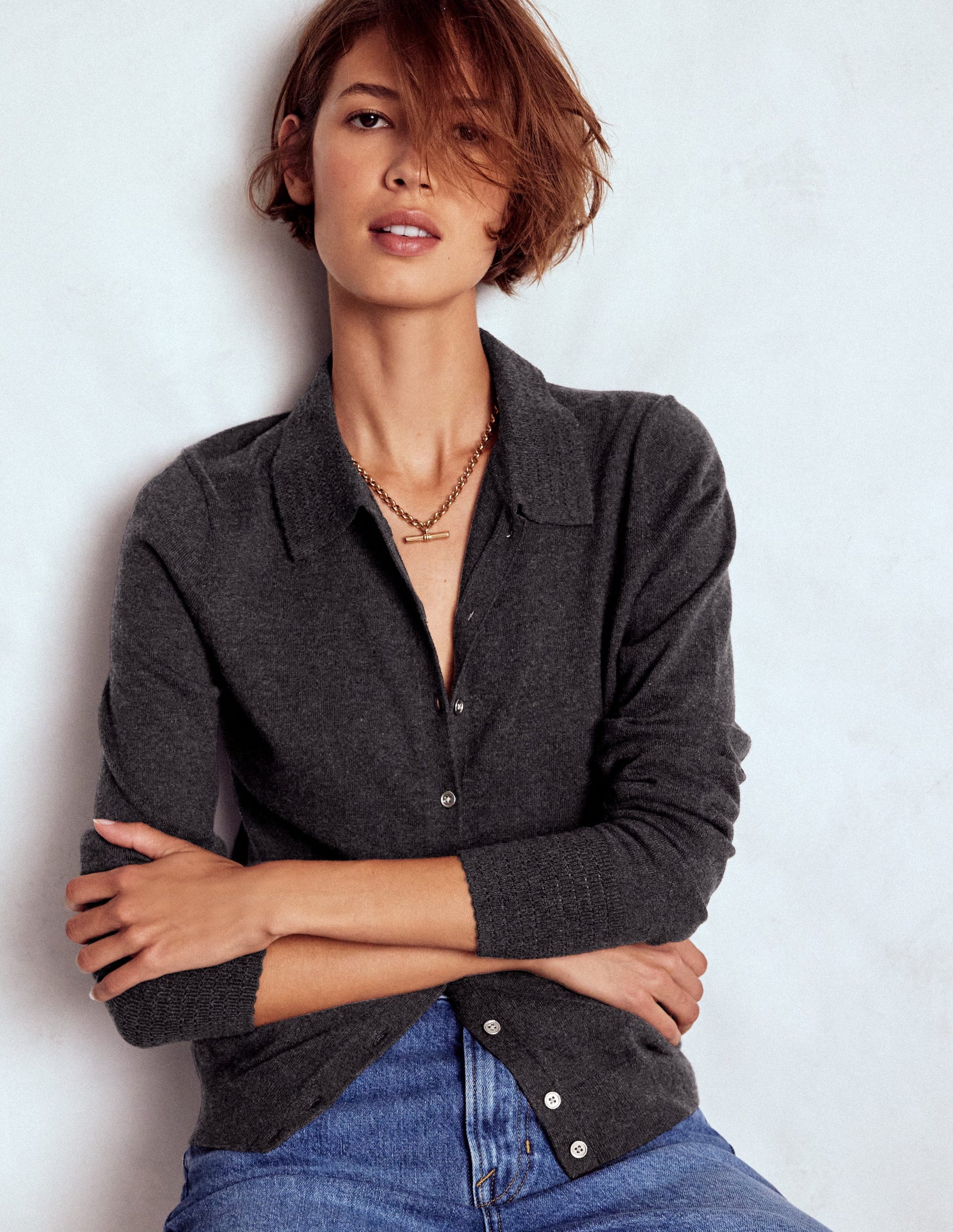 Gilet Briony à détails cousus-Anthracite chiné-4