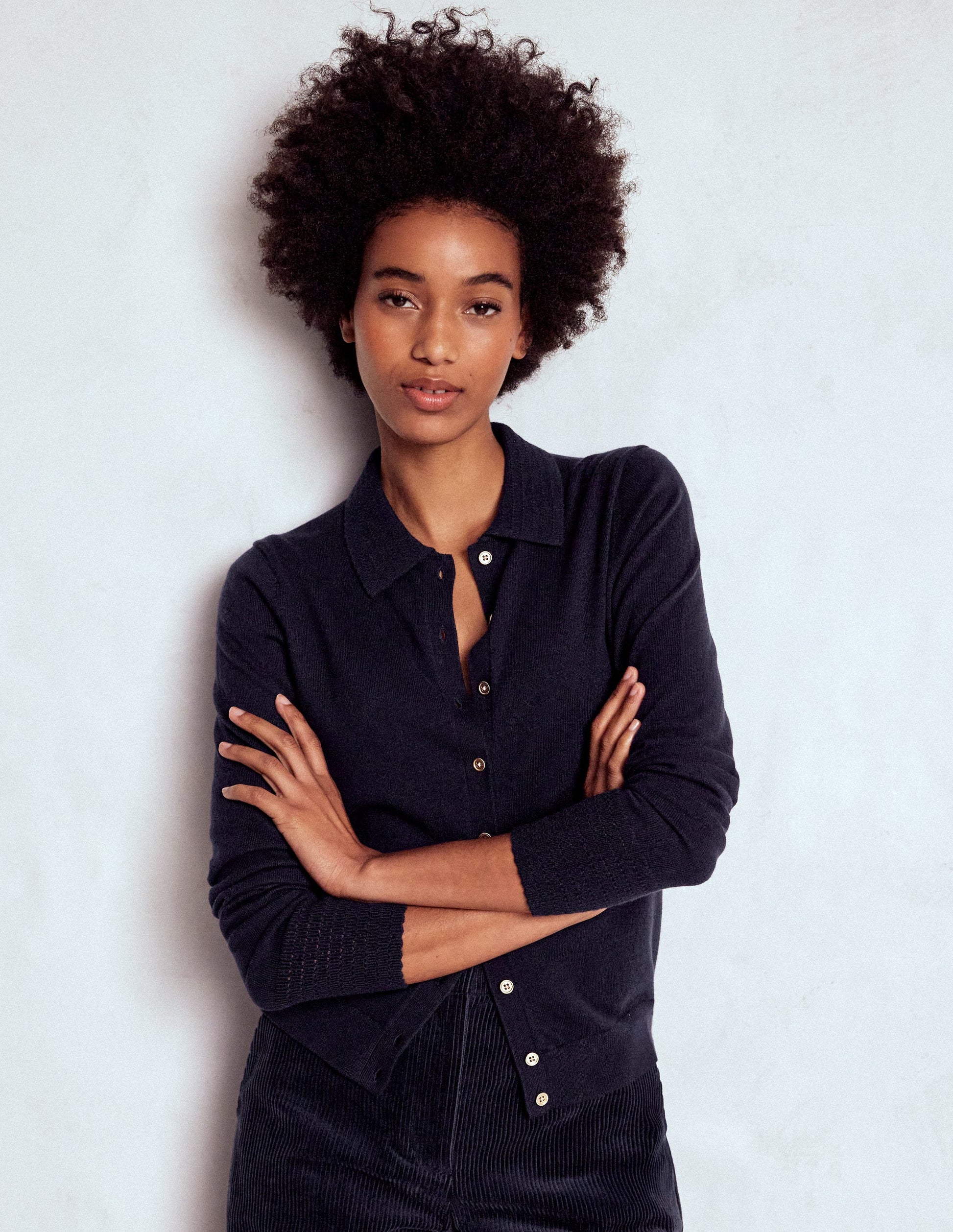 Briony Strickjacke mit Ziernähten-Marineblau-4