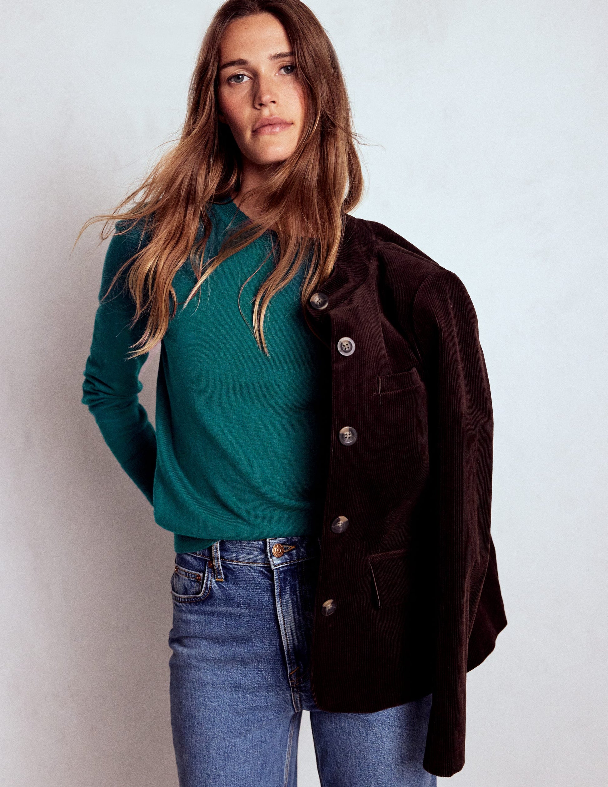 Briony Pullover mit Ziernähten-Entengrün-1