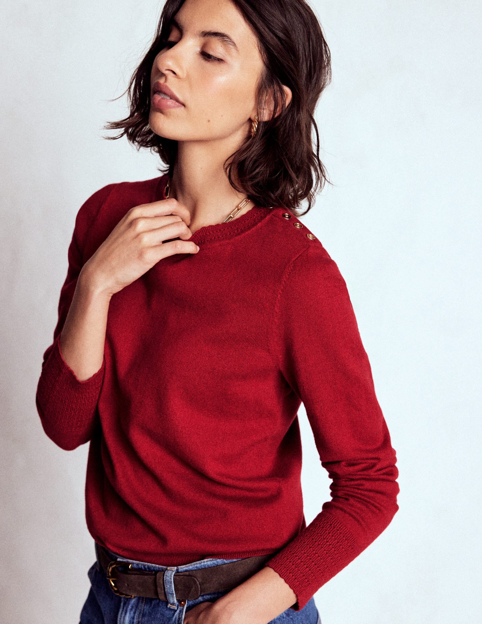 Pull Briony à détails cousus-Réglisse rouge - Image 1