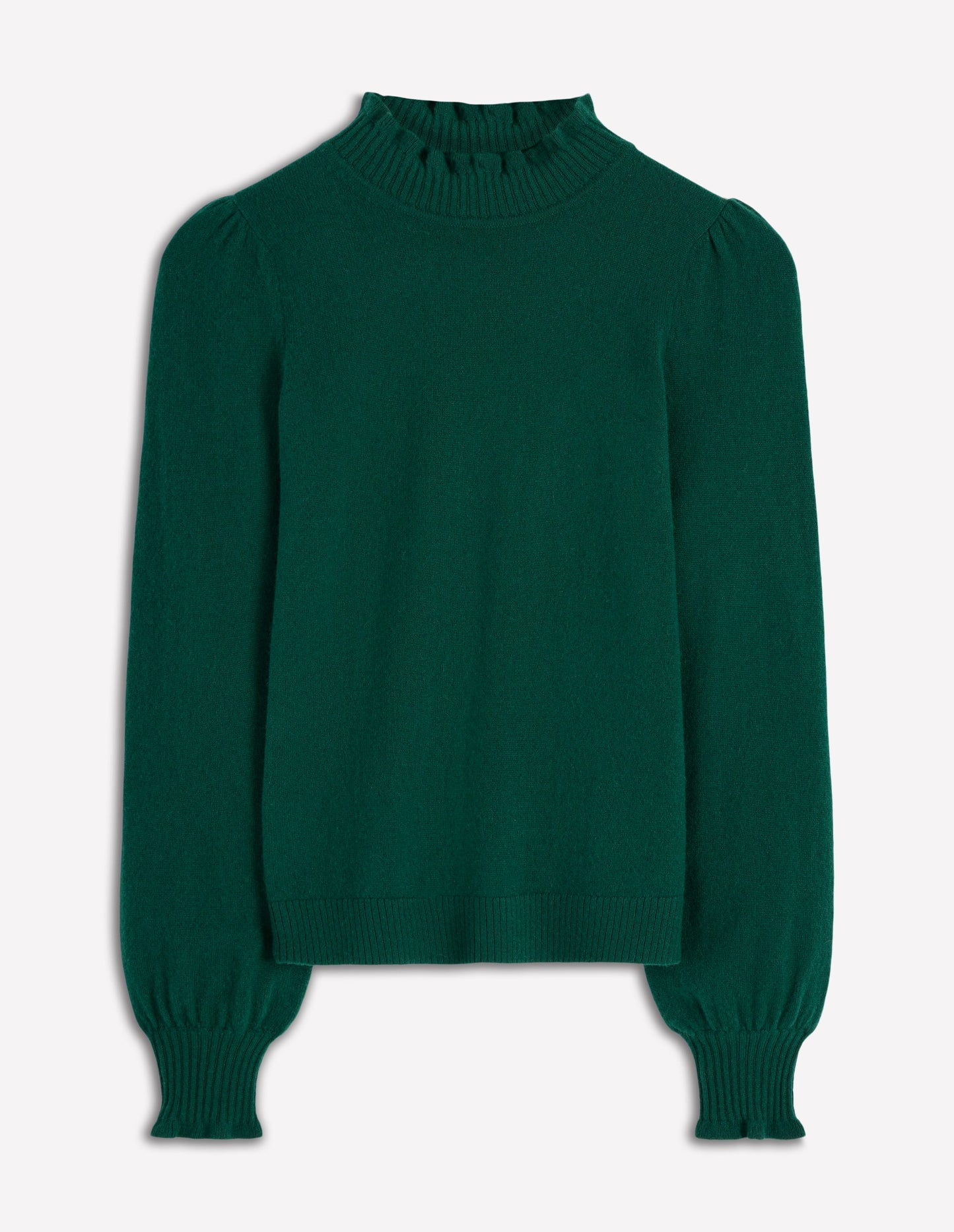 Kaschmirpullover mit Rüschenbesatz-Stockentenblau