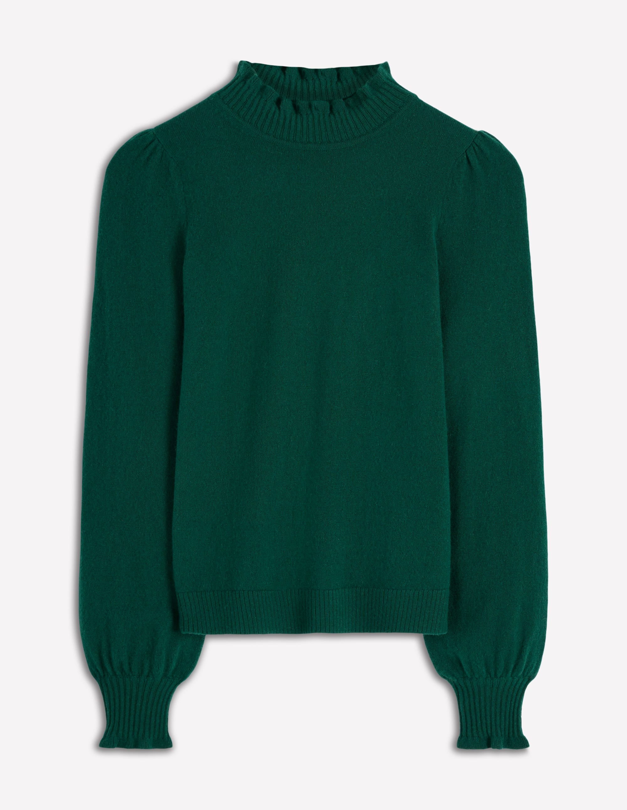 Kaschmirpullover mit Rüschenbesatz-Stockentenblau - Image 6