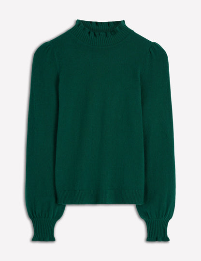 Kaschmirpullover mit Rüschenbesatz-Stockentenblau-6