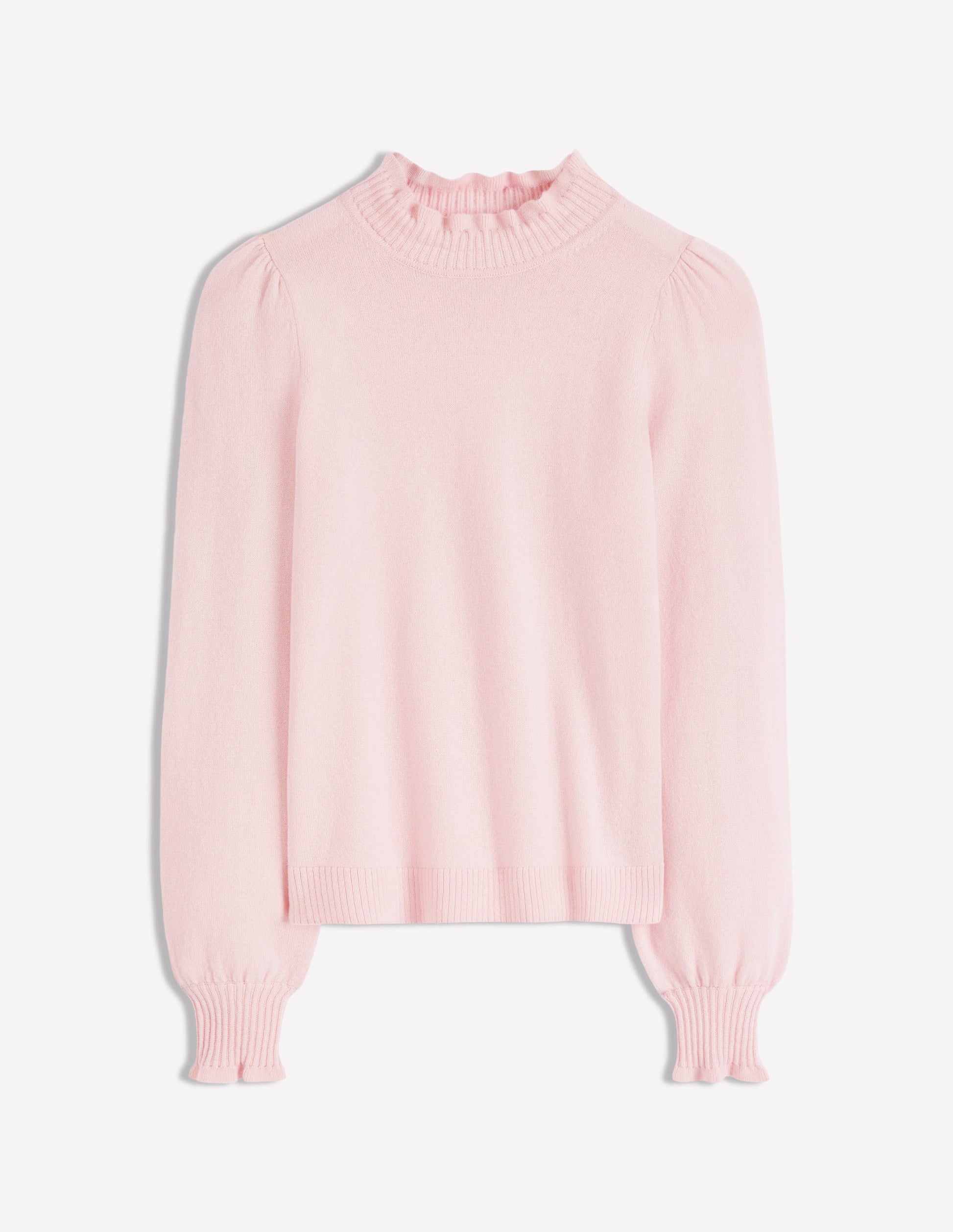 Pull en cachemire à volants-Rose craie-5