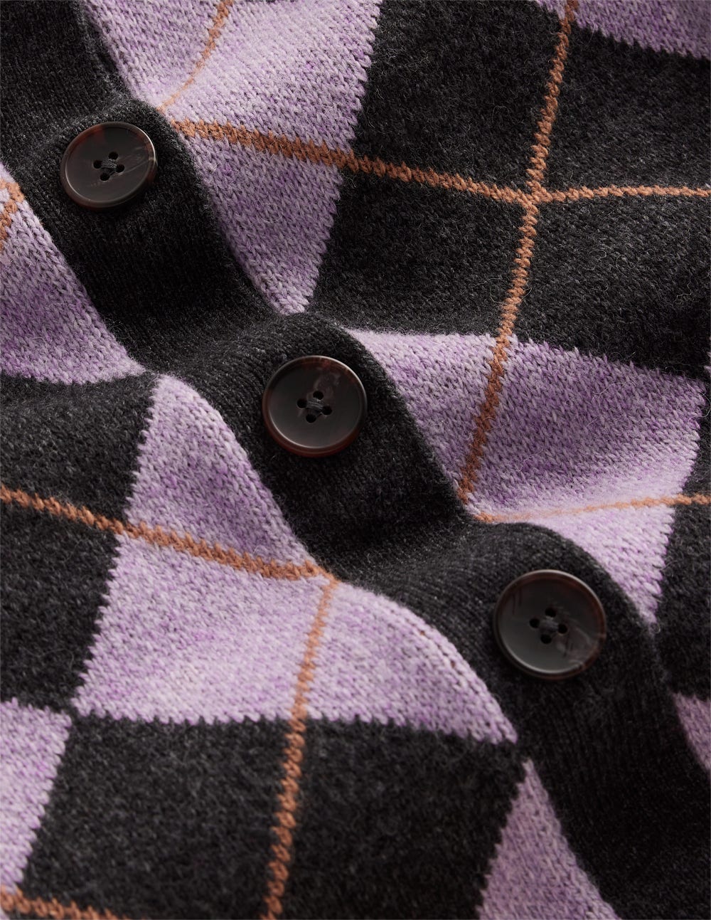 Abi Jacquard-Strickjacke-Flieder, Anthrazit Meliert, Argyle