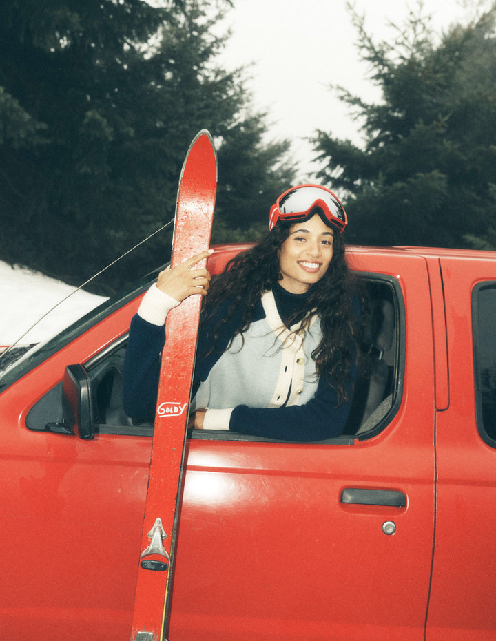 Marion Strickjacke aus Merinowolle-Schneevogel-Blau, Marineblau