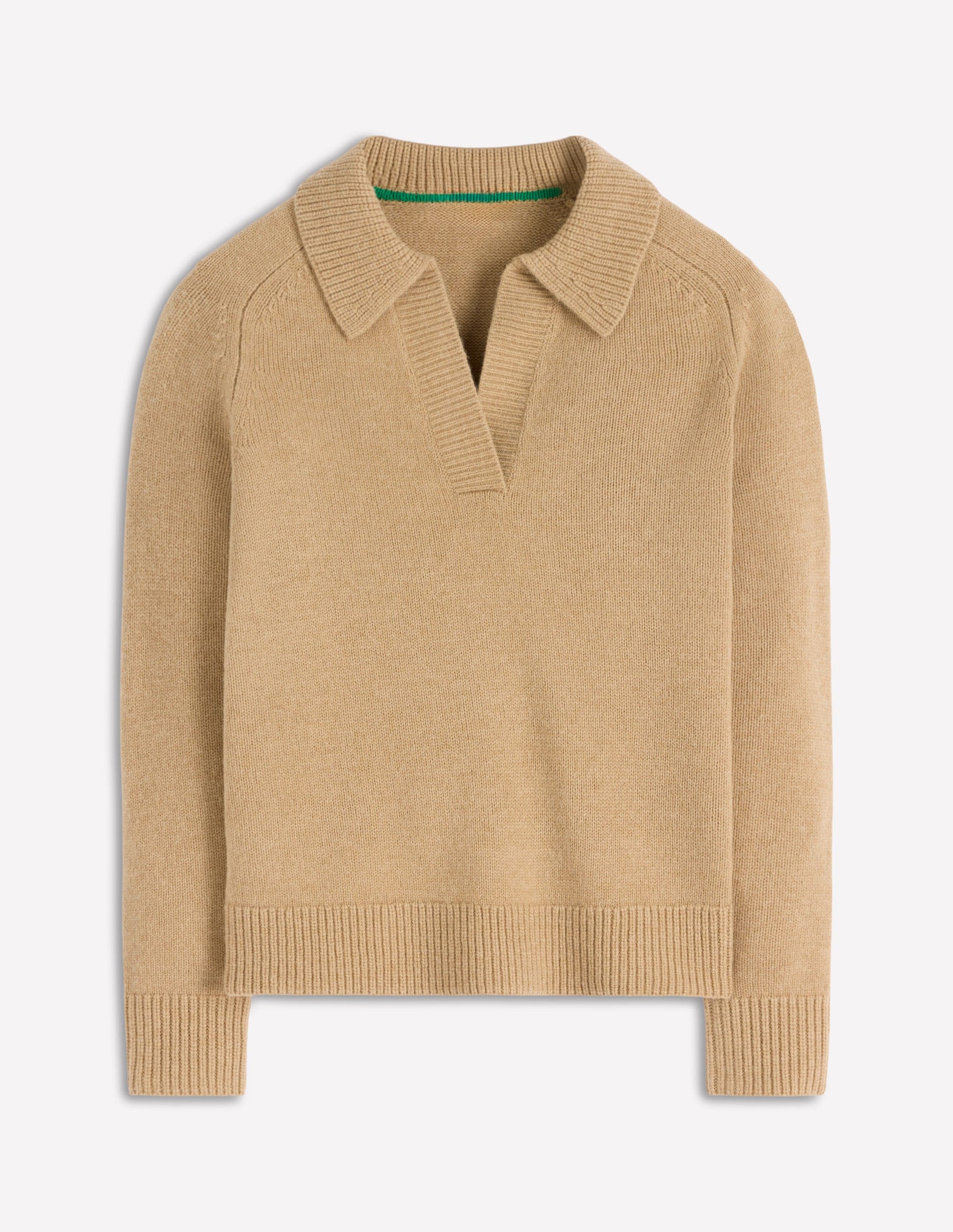 Marion Henley-Pullover aus Merinowolle-Camel Meliert-5