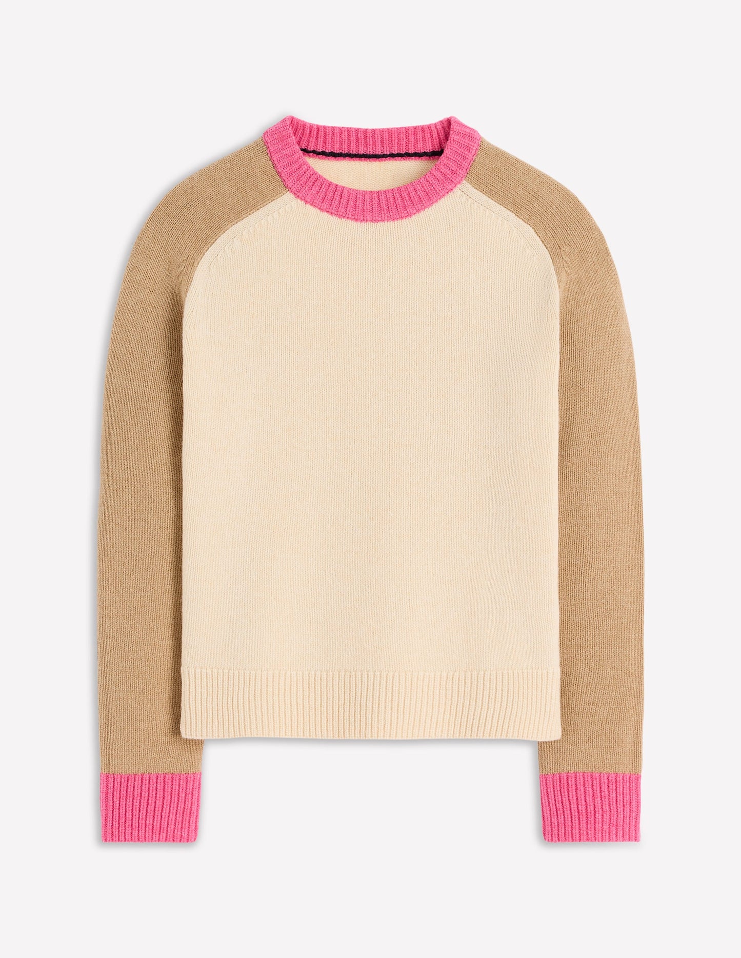 Marion Merino-Pullover-Warmes Naturweiß, Blockfarben