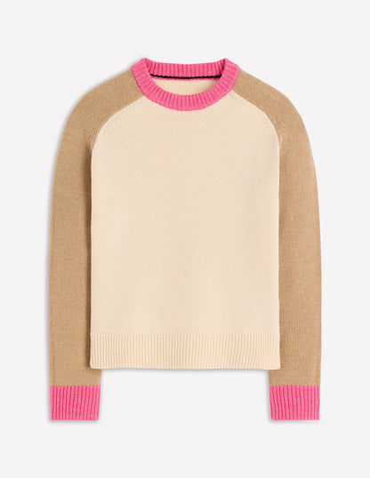 Marion Merino-Pullover-Warmes Naturweiß, Blockfarben-6