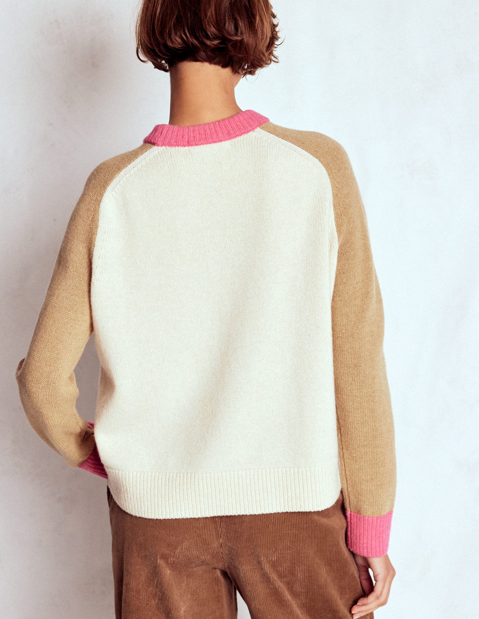 Marion Merino-Pullover-Warmes Naturweiß, Blockfarben-4