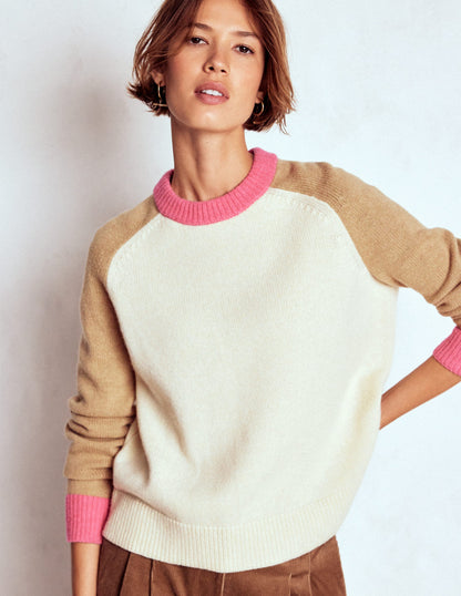 Marion Merino-Pullover-Warmes Naturweiß, Blockfarben-5