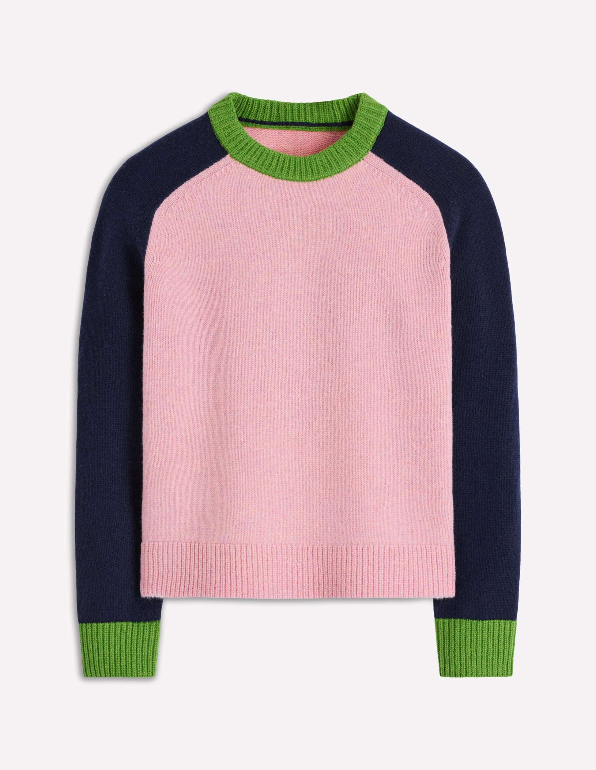 Marion Merino-Pullover-Blassrosa, Marineblau Blockfarben-5