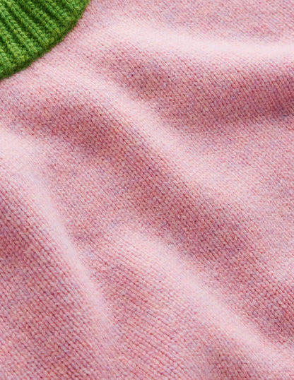 Marion Merino-Pullover-Blassrosa, Marineblau Blockfarben-6