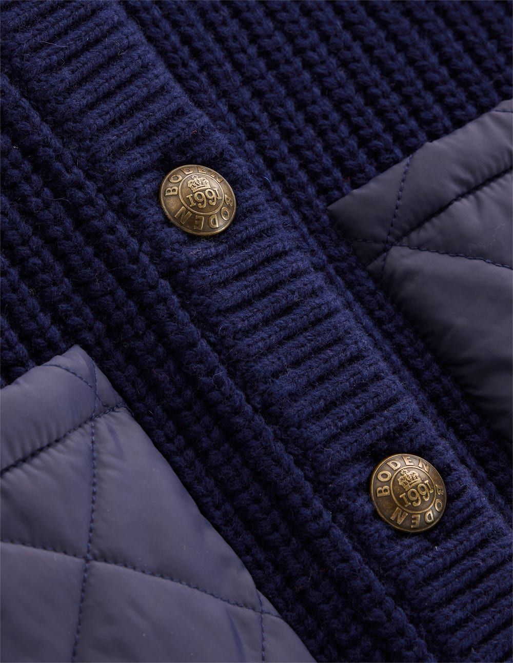 Veste matelassée courte en maille-Bleu marine-8