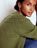 Flauschiger Grobstrickpullover-Waldgrün