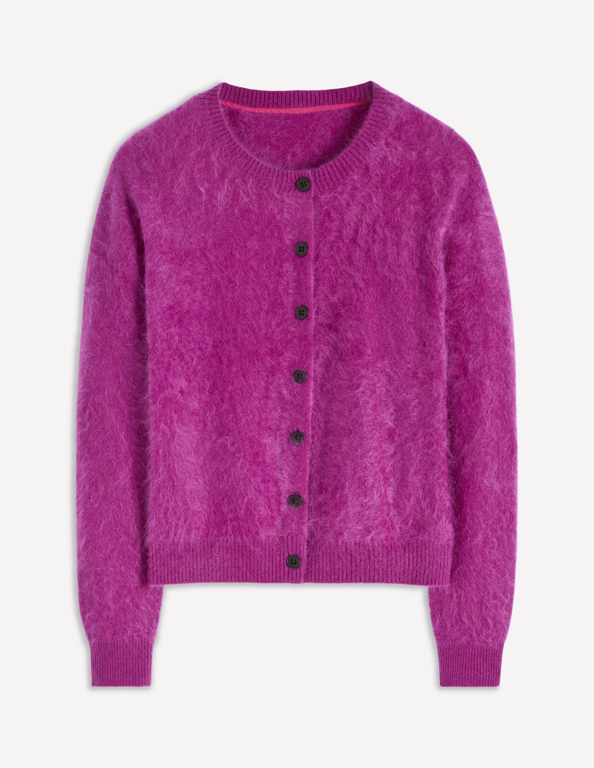 Kurze Strickjacke aus gebürstetem Kaschmir-Königliches Lila-6