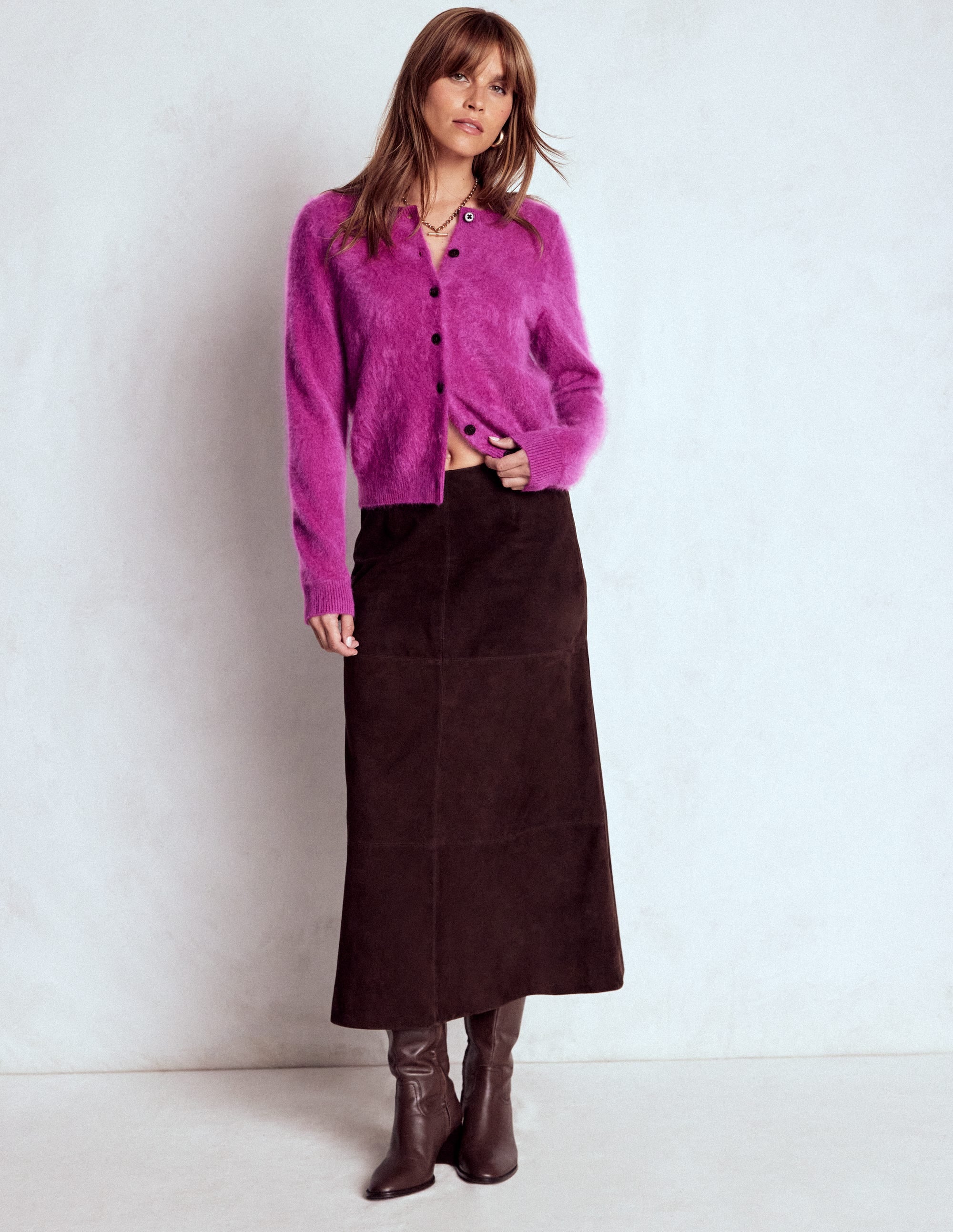 Kat Brushed Cashmere Cardigan-Regal Purple - Image 4