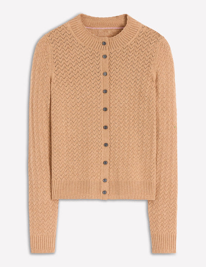 Diane Pointelle-Strickjacke-Camel Meliert-5