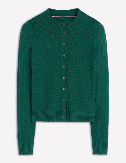Gilet Diane en pointelle-Vert canard-5