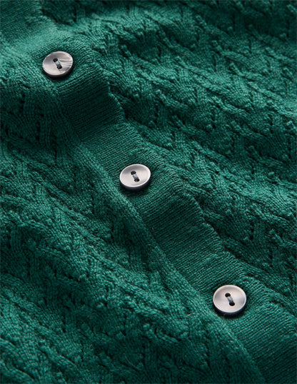 Gilet Diane en pointelle-Vert canard-6