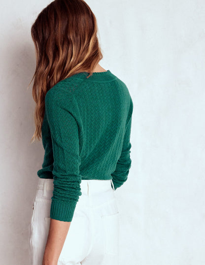Gilet Diane en pointelle-Vert canard-3