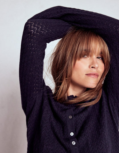 Diane Pointelle Cardigan-Navy-2