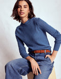 Pull Diane en pointelle-Bleu denim