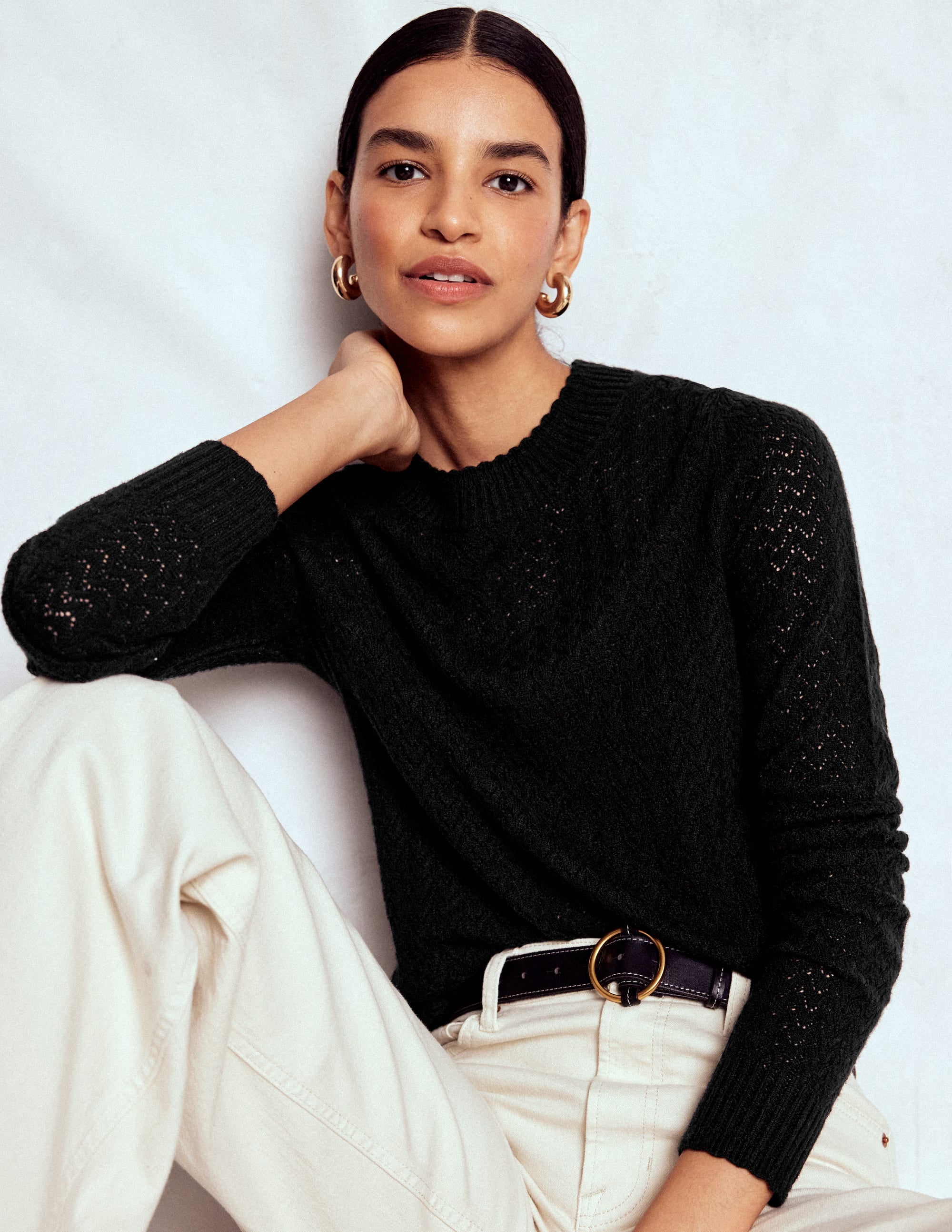 Diane Pointelle Jumper-Black - Image 1