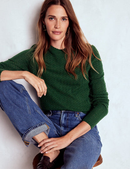 Pull Diane en pointelle-Vert chasseur-1