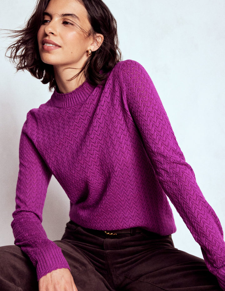 Pull Diane en pointelle-Violet royal