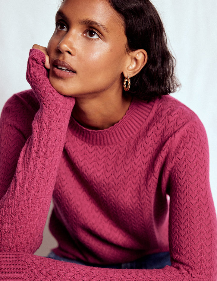 Diane Pointelle-Pullover-Leuchtende Kirsche