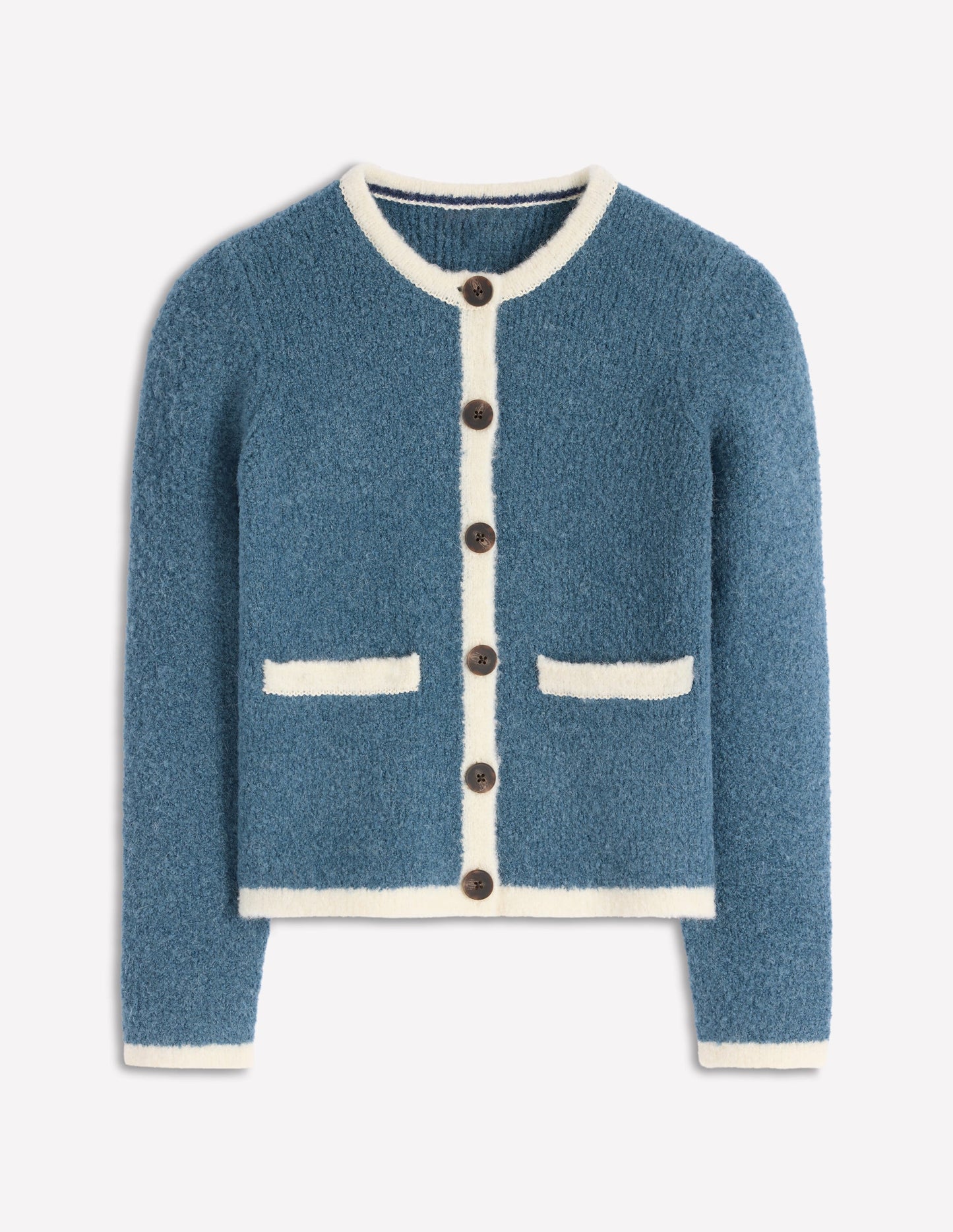 Holly Bouclé-Strickjacke-Denim-Blau Bouclé