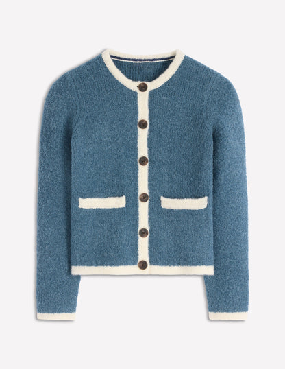 Holly Bouclé-Strickjacke-Denim-Blau Bouclé-6