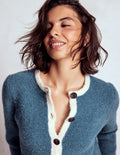 Holly Bouclé-Strickjacke-Denim-Blau Bouclé