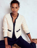 Veste Holly en maille bouclée-Ivoire chaud, bouclé