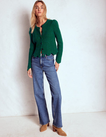 Grobstrickjacke mit Chevronmuster-Dunkles Smaragdgrün-4