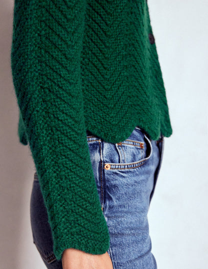 Grobstrickjacke mit Chevronmuster-Dunkles Smaragdgrün-5