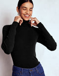 Pull col roulé Emilia en coton-Noir