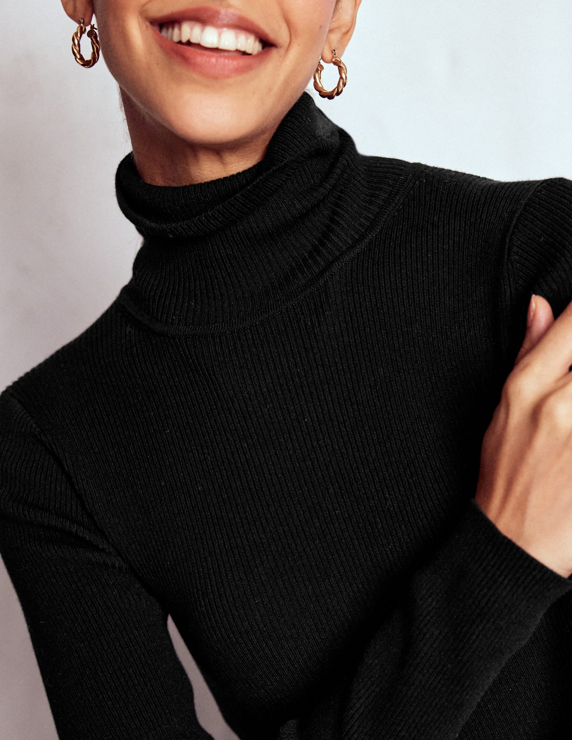 Pull col roulé Emilia en coton-Noir - Image 2