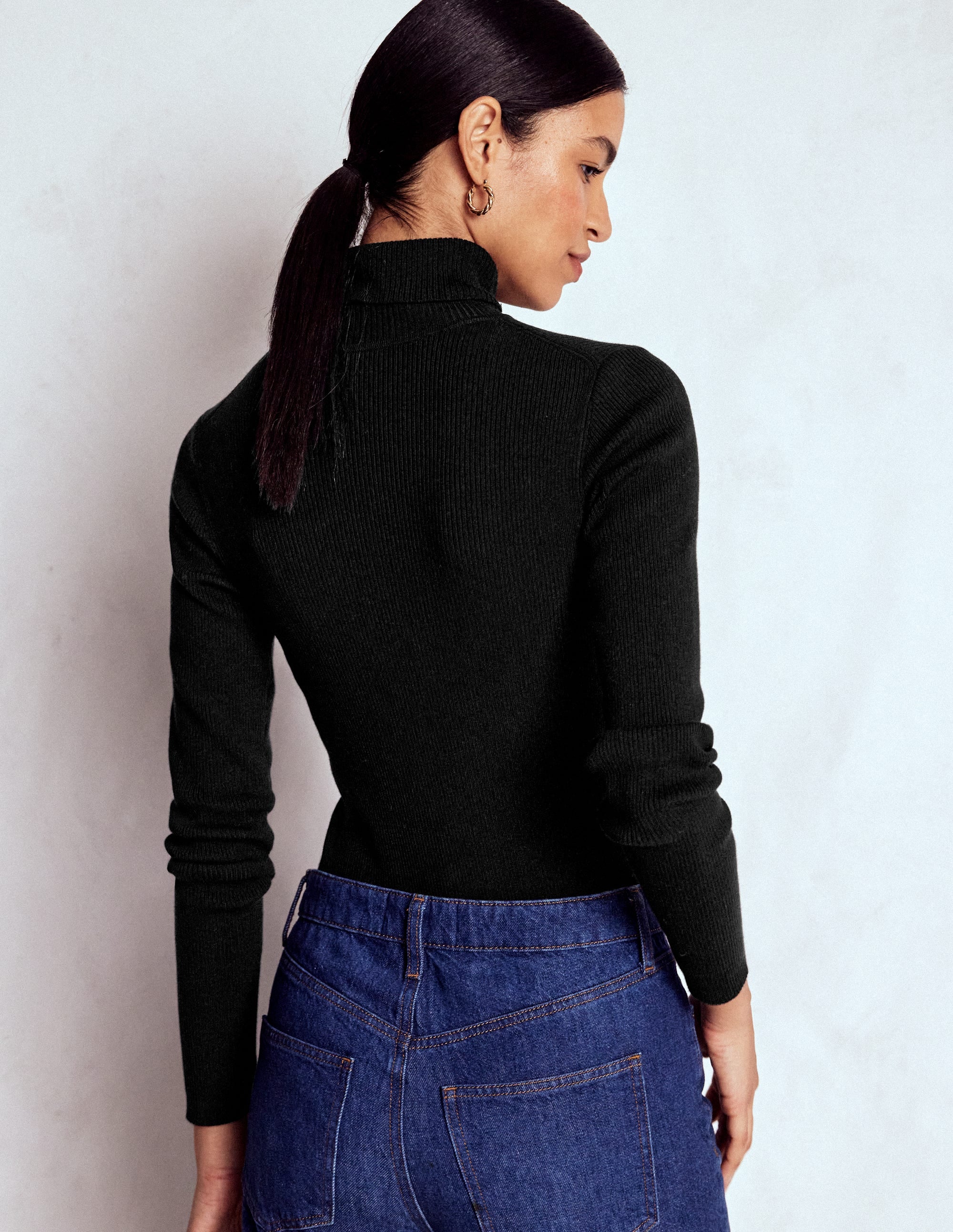 Pull col roulé Emilia en coton-Noir - Image 3