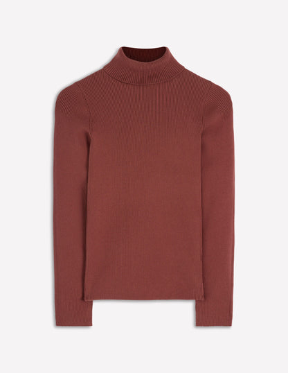 Emilia Rollkragenpullover aus Baumwolle-Heiße Schokolade-5