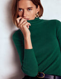 Pull col roulé Emilia en coton-Émeraude nocturne