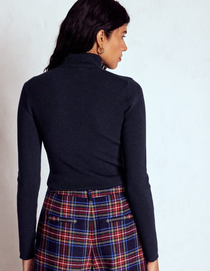 Emilia Rollkragenpullover aus Baumwolle-Marineblau-3