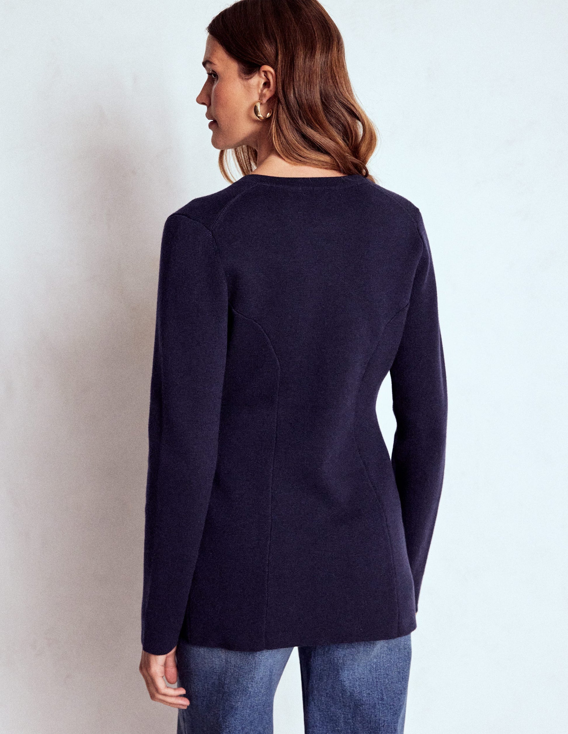 Veste ajustée Joanna en maille-Bleu marine-3
