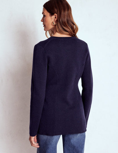 Veste ajustée Joanna en maille-Bleu marine-3