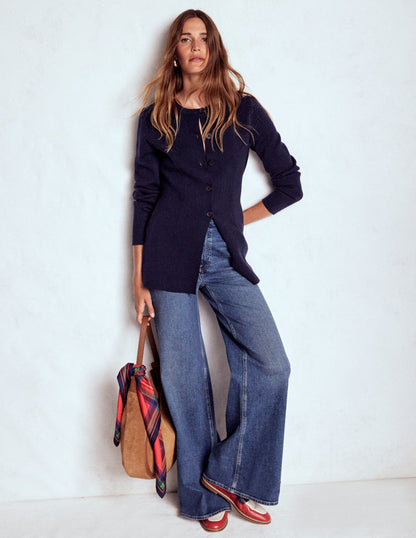 Veste ajustée Joanna en maille-Bleu marine-4