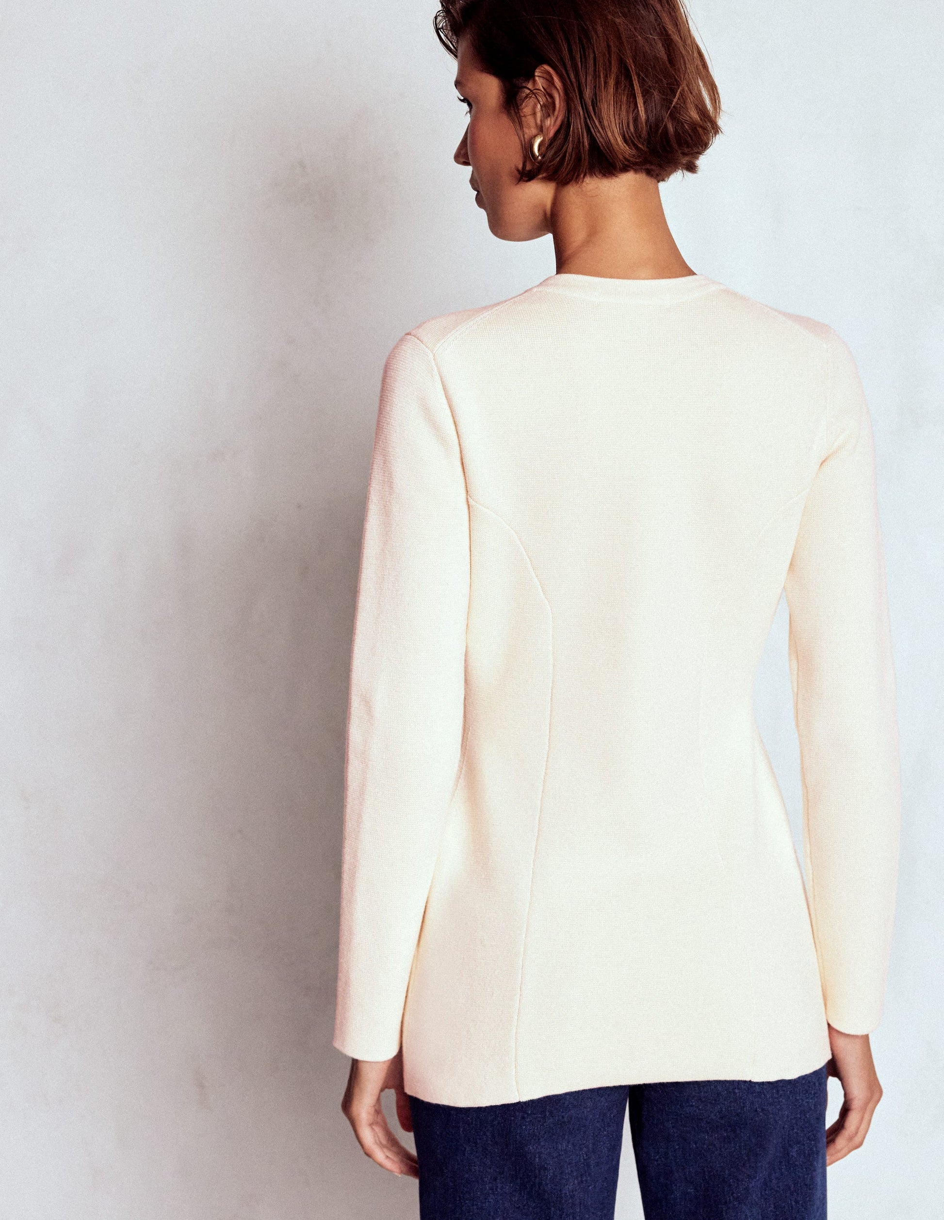 Veste ajustée Joanna en maille-Ivoire chaud-3