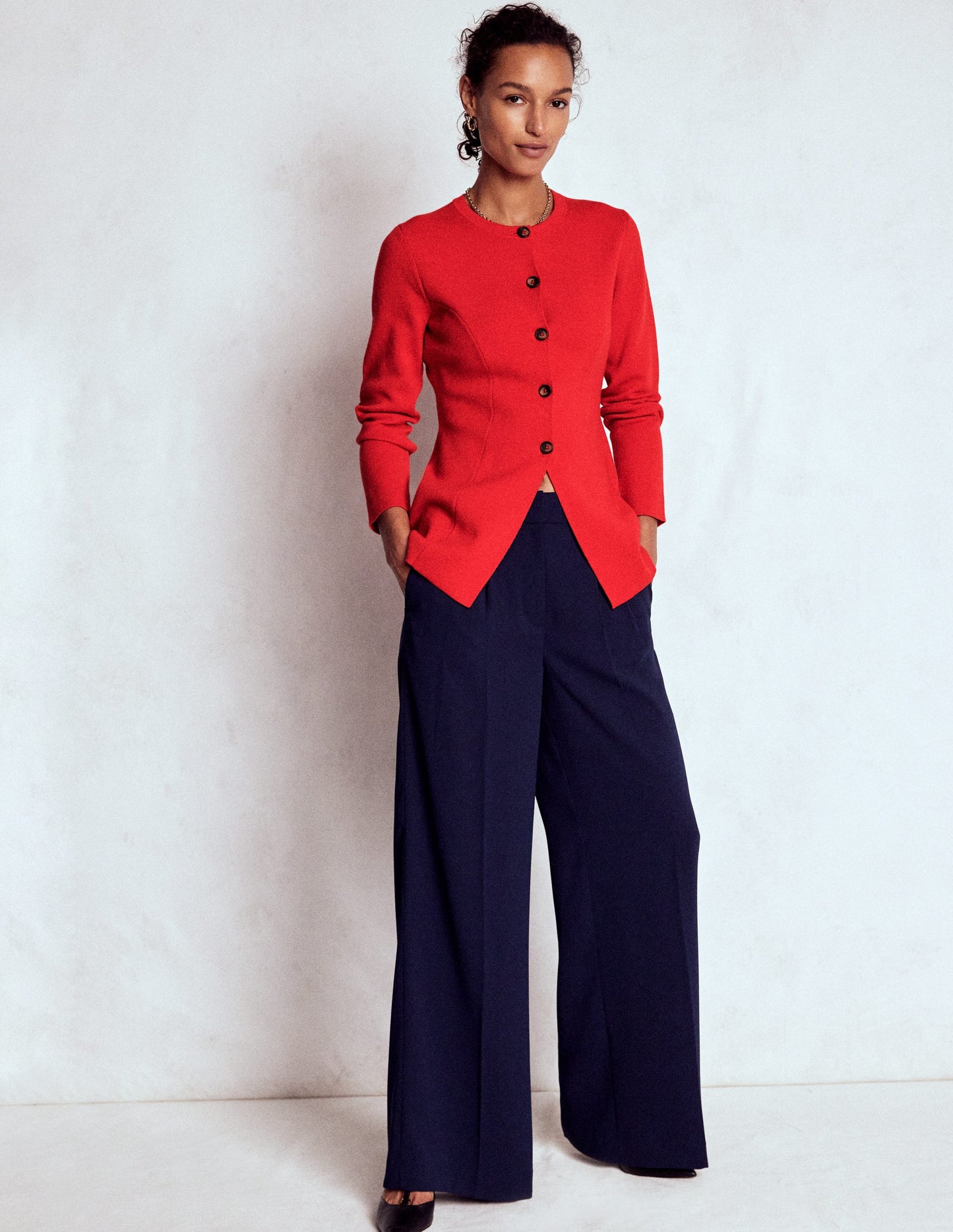 Veste ajustée Joanna en maille-Rouge coquelicot