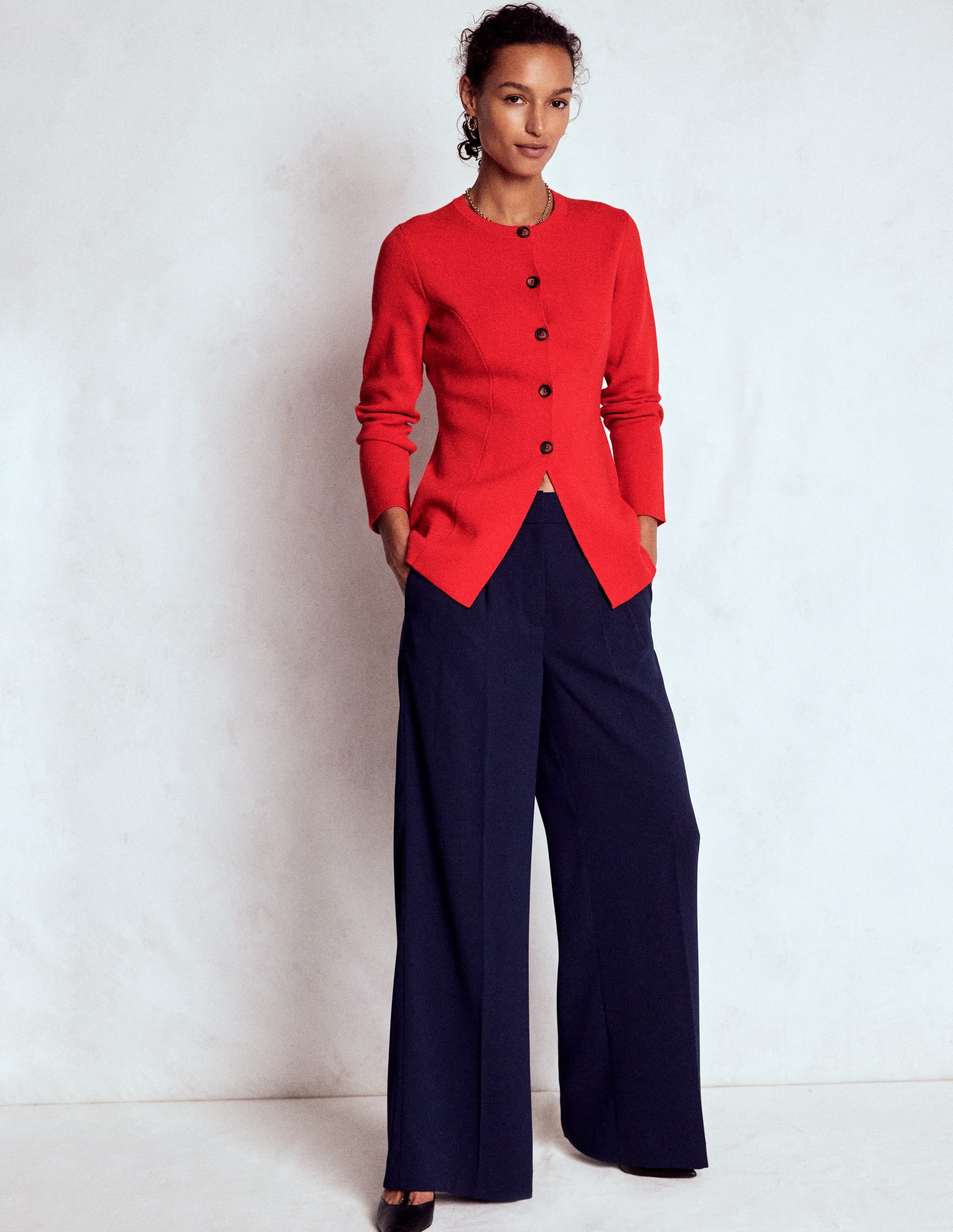 Joanna Taillierte Strickjacke-Mohnblumenrot - Image 1